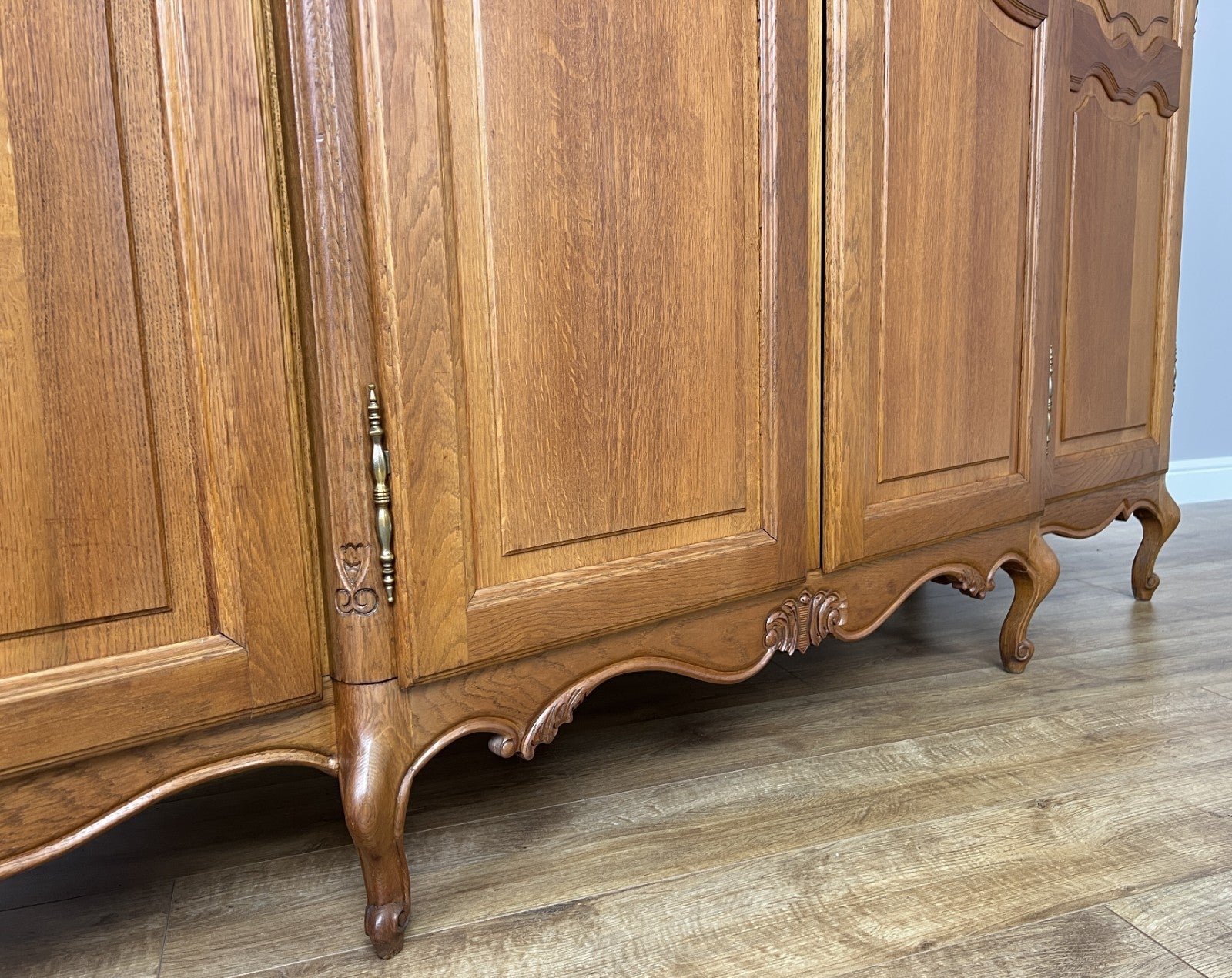 Wardrobe Vintage French Louis XVI Style Four Door Oak Carved Armoire LOT 49307