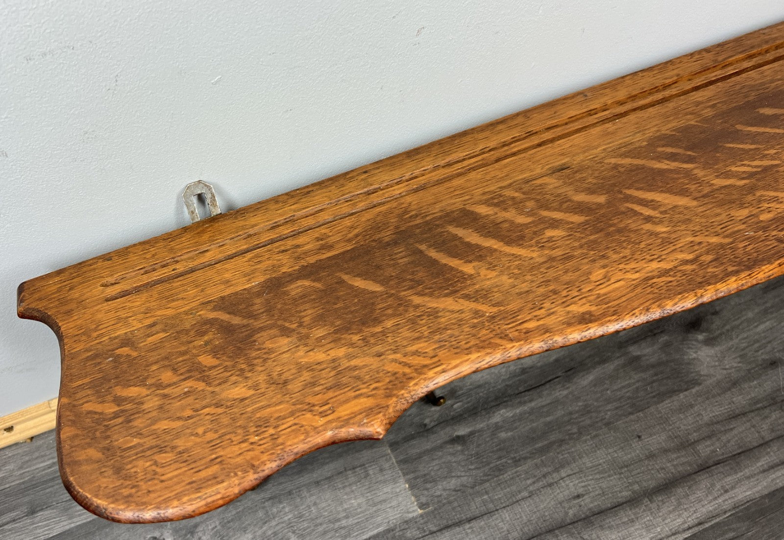 French Vintage Coat Rack Oak 5 Hooks Wall Shelf Carved Coat Hanger LOT 44358