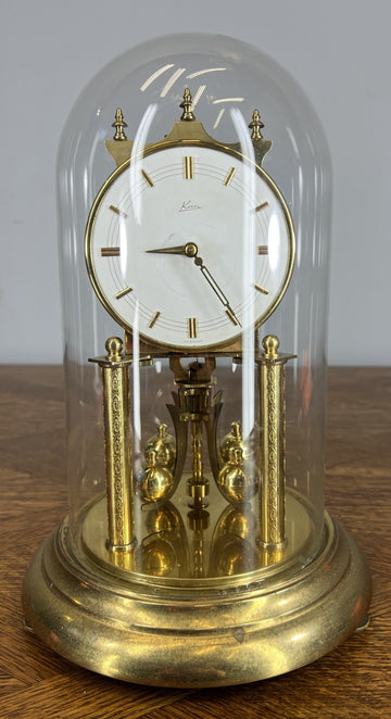 Clock Kern  Vintage Style Glass Dome Brass Anniversary Clock LOT 46760