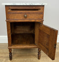 Bedside Table Antique French Style Marble Top Oak Cabinet Nightstand LOT 62359
