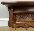 Coat Rack Vintage French Oak Wall Mounted 5 Hooks Carved Rack Hanger LOT 62944