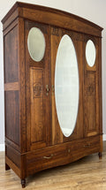 Wardrobe Antique French Oak Two Door Mirrored Carved Armoire Cabinet LOT 61232