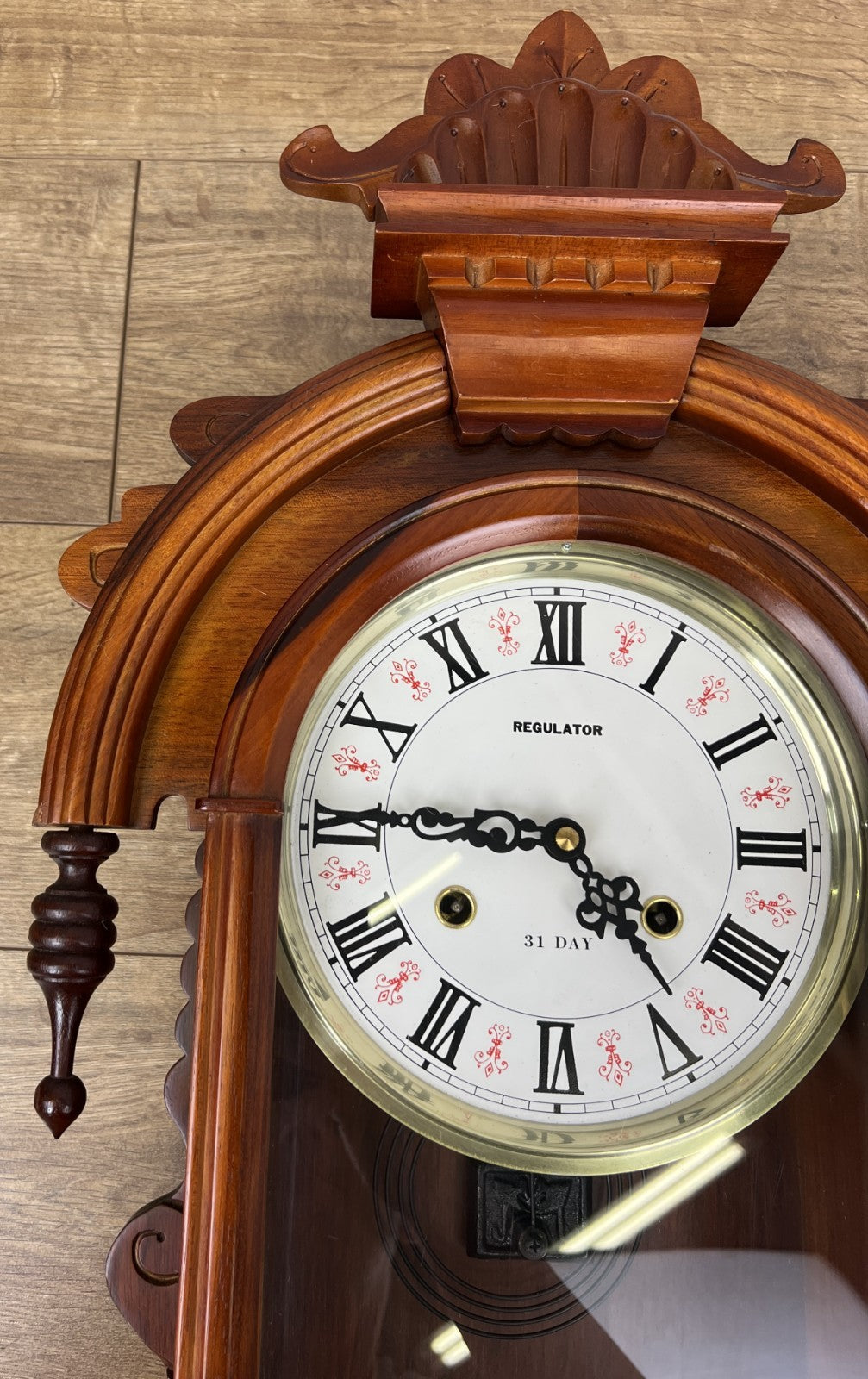 Clock Vintage French Style Hanging Regulator Carved Wall Clock LOT 62012
