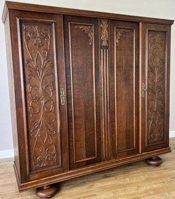 Wardrobe Vintage French Style Four Door Carved Armoire Cabinet LOT 61450