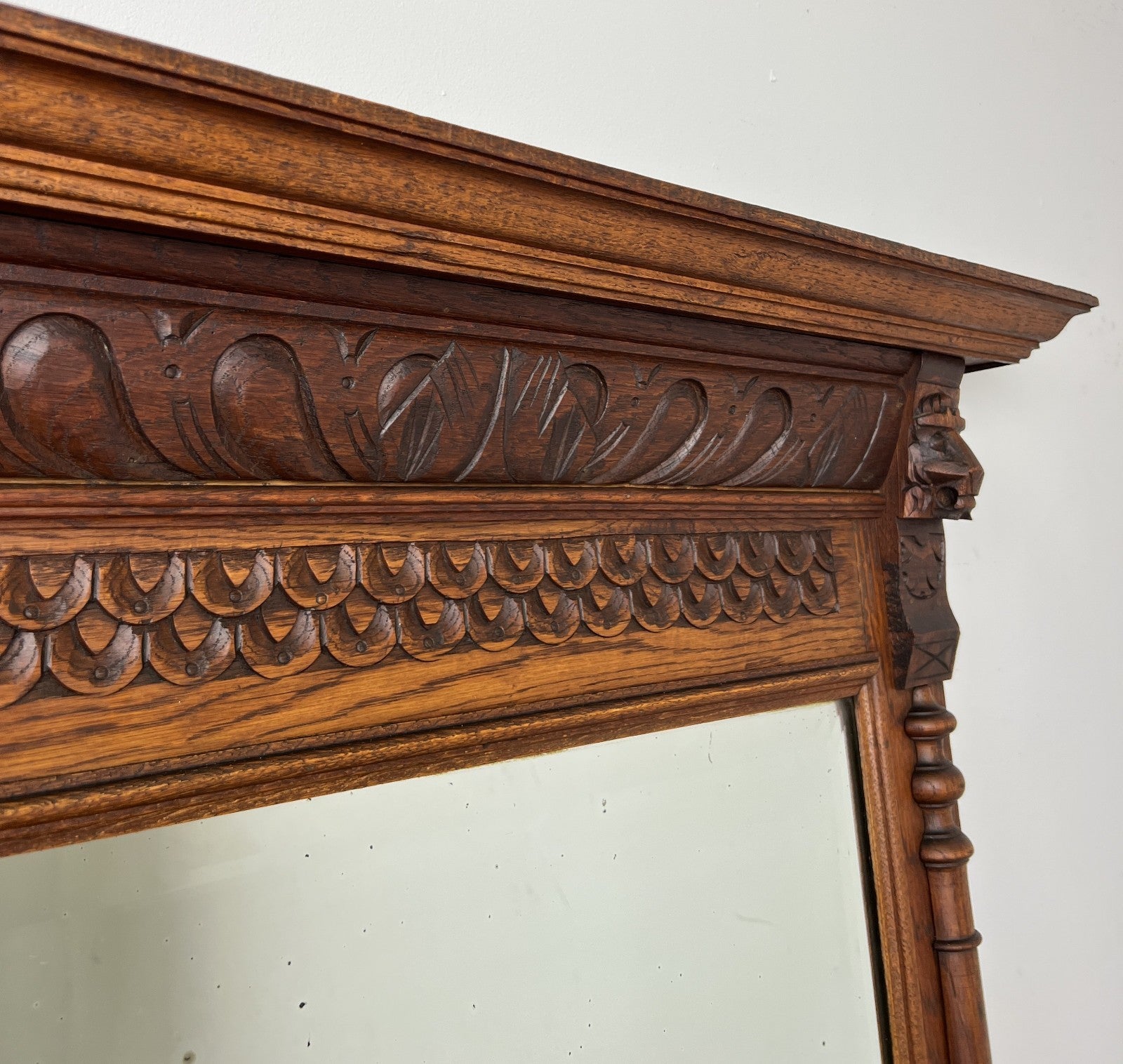 Mirror Antique French Oak Wall Mirror Home Decor Carved Wall Frame LOT 63693