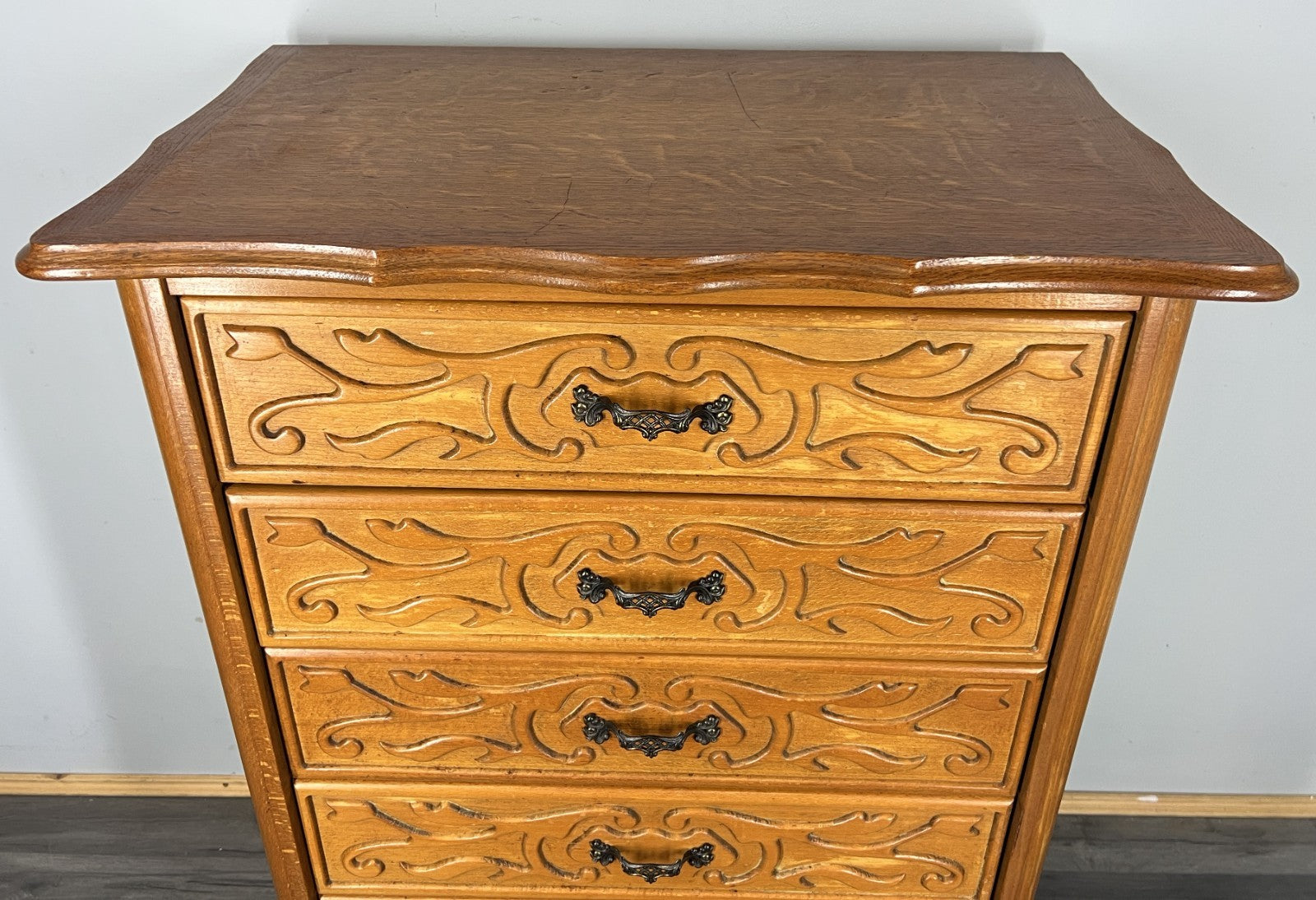 Chest of Drawers Vintage French Louis XVI 5 Drawers Carved Tall Cabinet LOT 45003