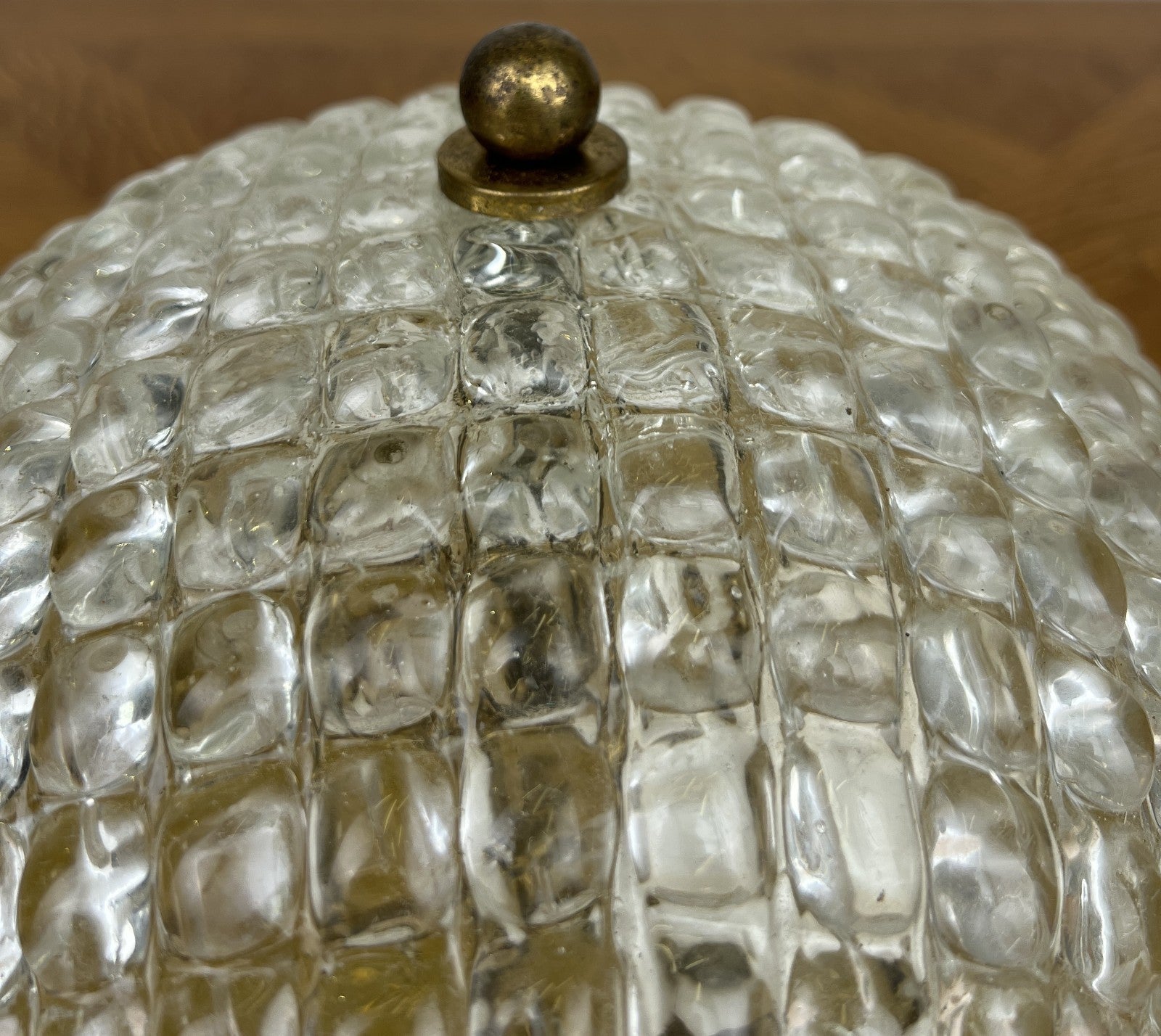 Ceiling Lamp Vintage French Brass Pendant Glass Flush Mount Light LOT 60638