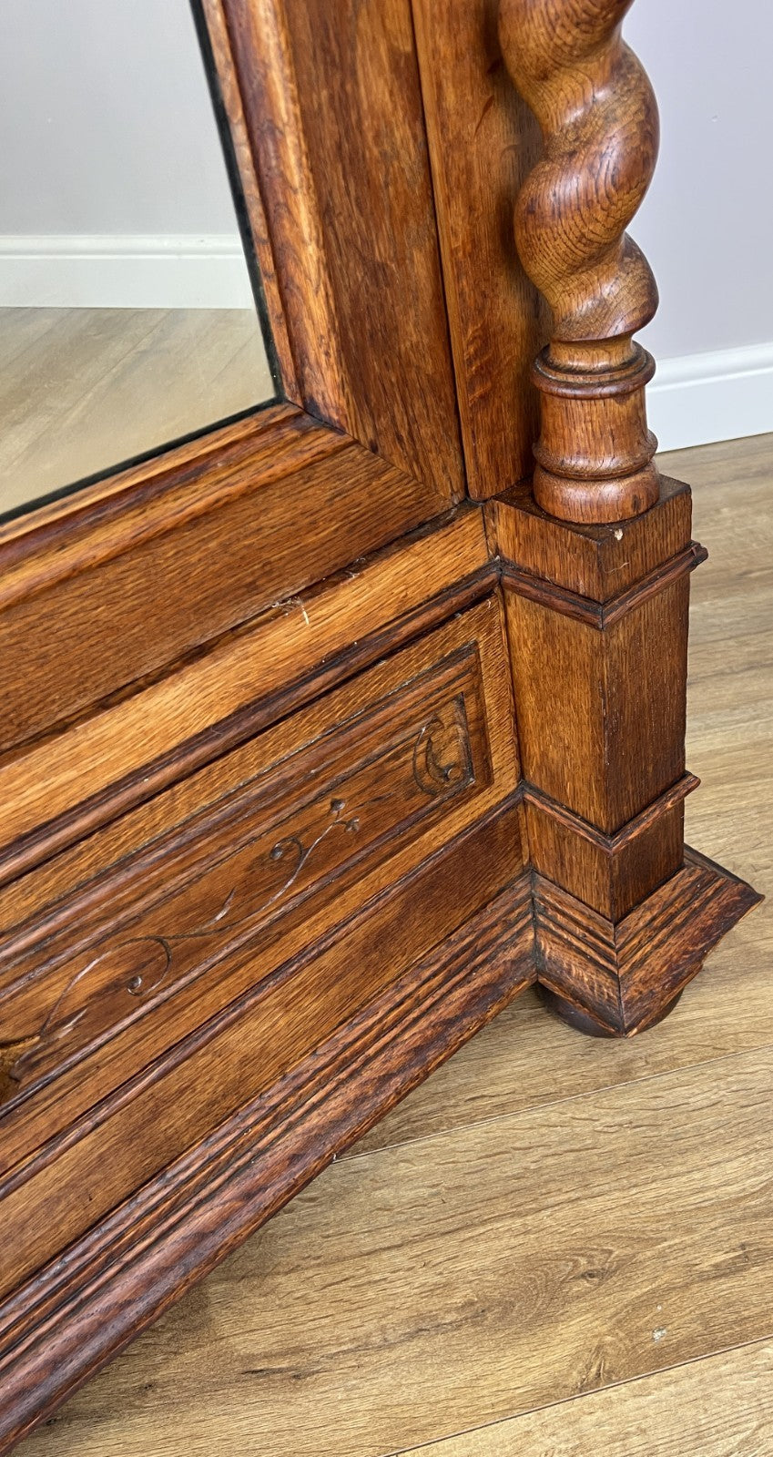 Wardrobe Antique French Oak Two Door Mirrored Carved Armoire Cabinet LOT 612415