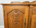 Sideboard Vintage French Louis Style Oak 4 Door Cupboard Carved Cabinet LOT 63616