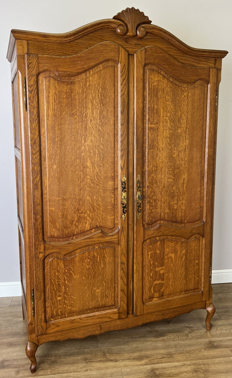 Wardrobe Vintage French Louis XVI Style Oak Two Door Carved Armoire LOT 6493