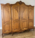 Wardrobe Vintage French Louis XVI Style Oak Four Door Carved Armoire LOT 6496