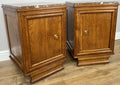 Pair of Bedside Tables Antique French Style Oak Marble Top Cabinets LOT 62182