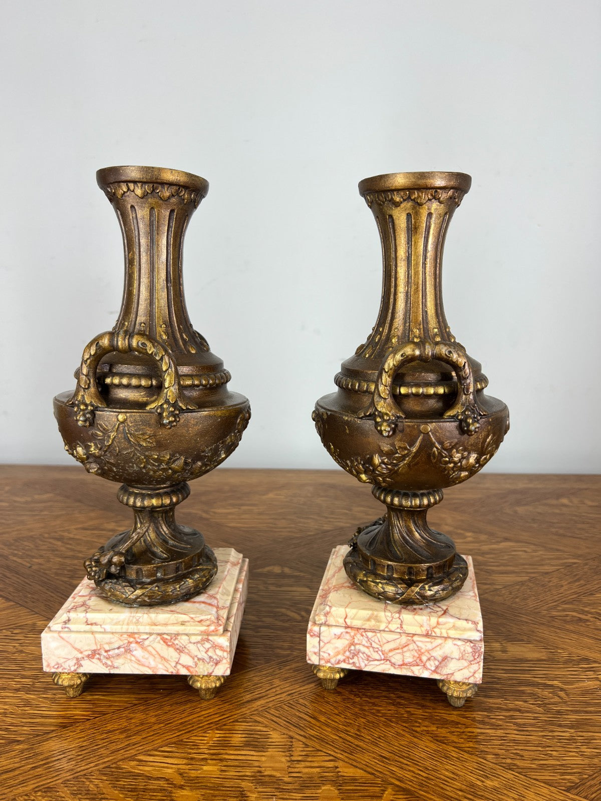 Mantel Clock Antique French Art Nouveau Style Bronze Garniture Set LOT 46393