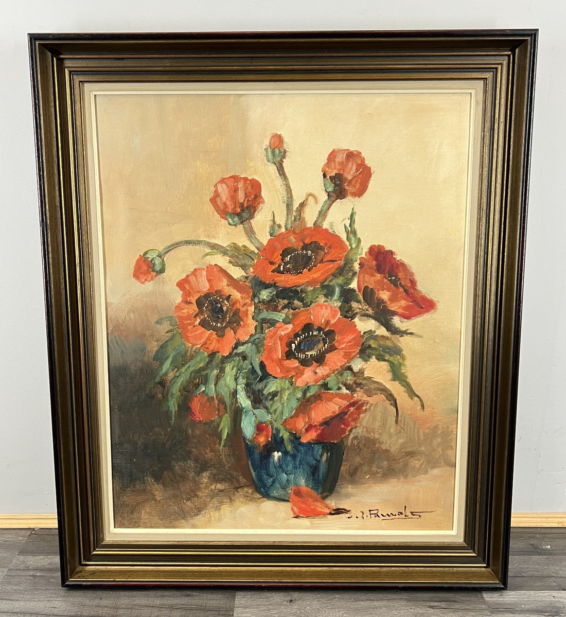 Vintage French Painting Floral Still Life Framed Artwork Signed LOT 46300
