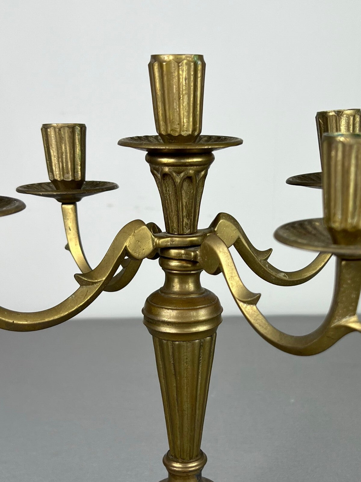 Candelabra Vintage French Style Metal Gold 5 Arm Candle Holder Pair LOT 50752