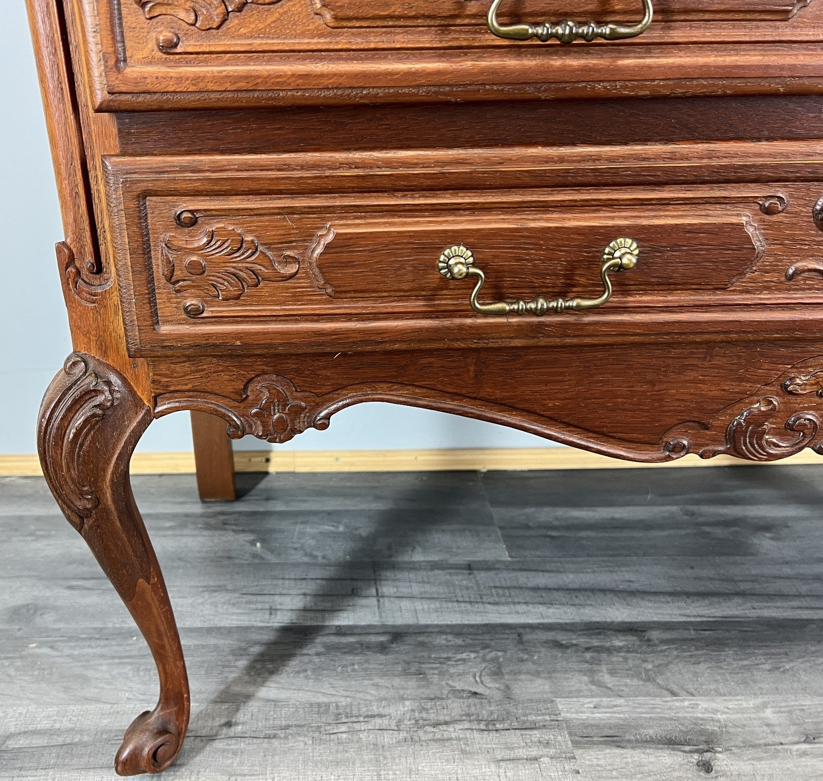 Chest of Drawers Vintage French Louis XVI Oak Carved 3 Drawer Cabinet LOT 43955