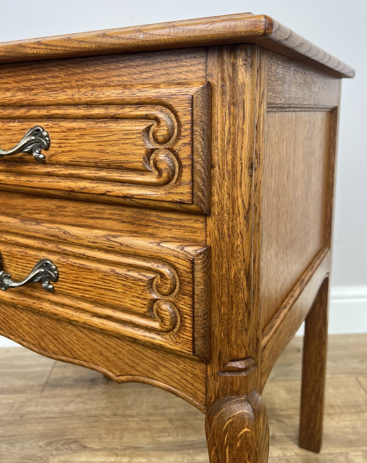 Pair of Bedside Tables Vintage French Louis Oak Nightstands Cabinets LOT 63508