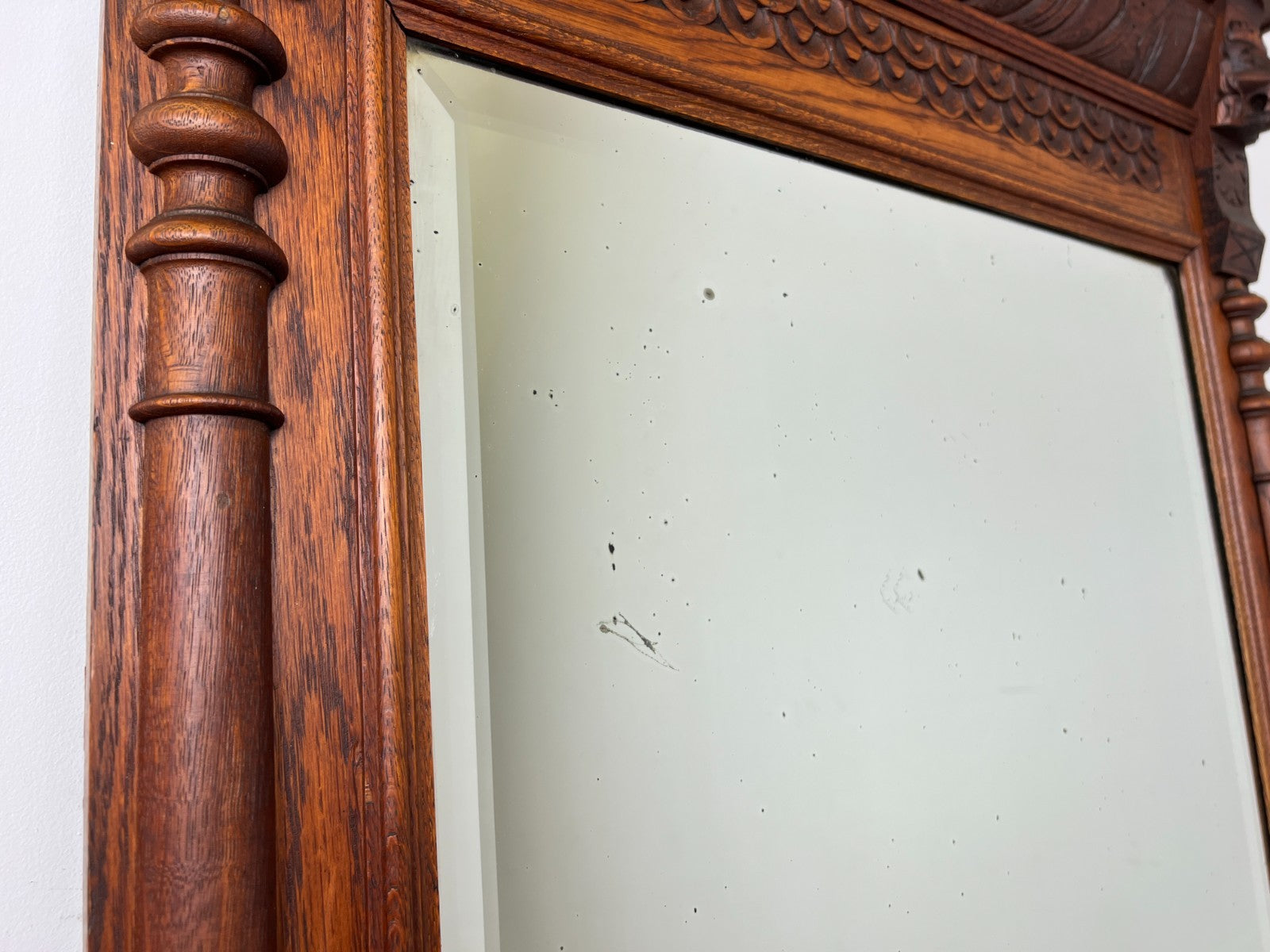 Mirror Antique French Oak Wall Mirror Home Decor Carved Wall Frame LOT 636911