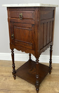 Bedside Table Antique French Style Marble Top Oak Cabinet Nightstand LOT 62462