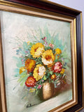 Vintage French Oil Painting Floral Still Life Framed Artwork Signed LOT 46322