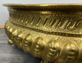 Planter Brass Big Vintage French  Lion Head Jardinière Footed Bowl LOT 42506