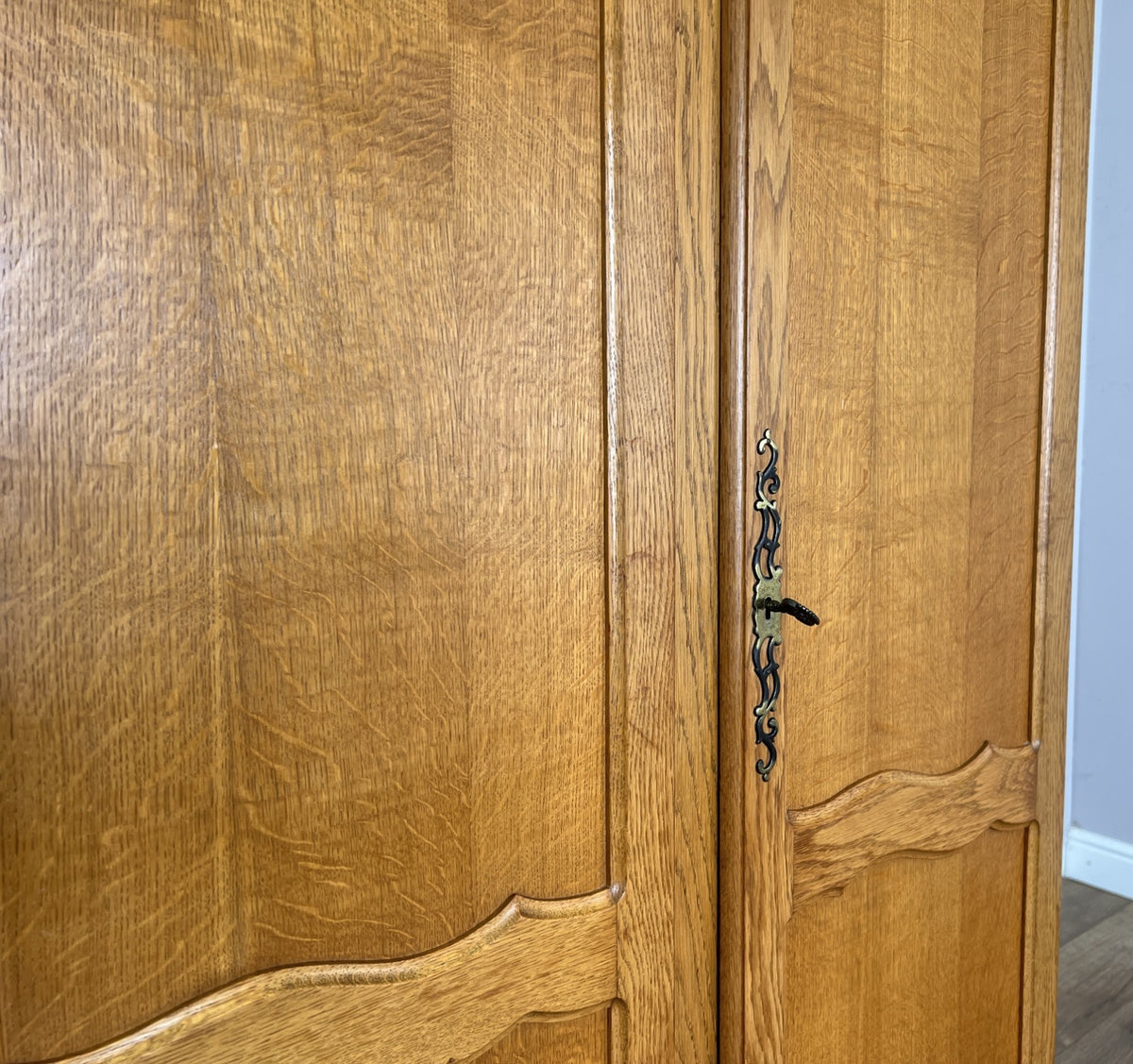 Wardrobe Vintage French Louis XVI Style Oak Four Door Carved Armoire LOT 6501