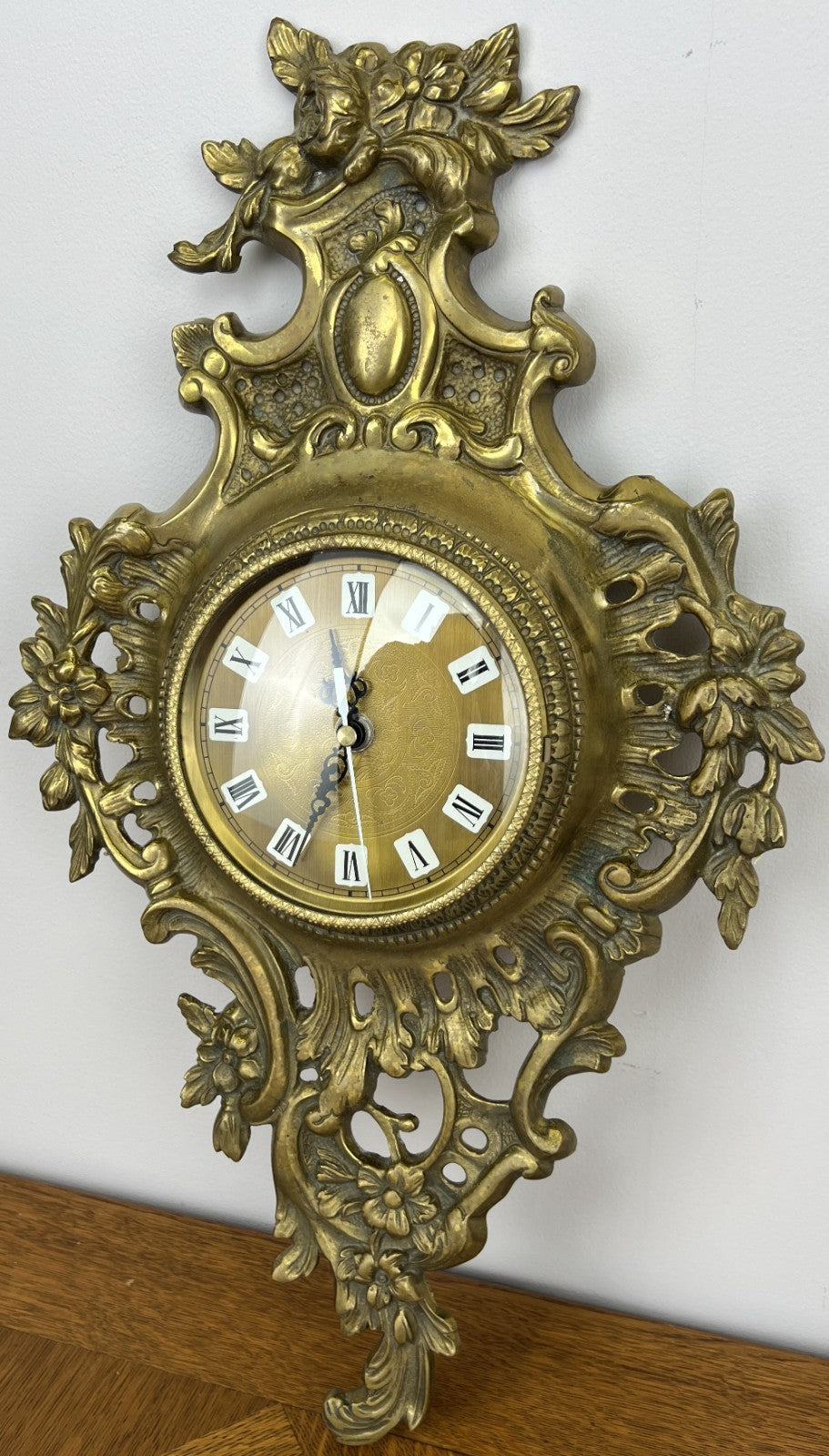 Wall Clock Vintage French Style Brass Hanging Clock Quartz Movement LOT 60498
