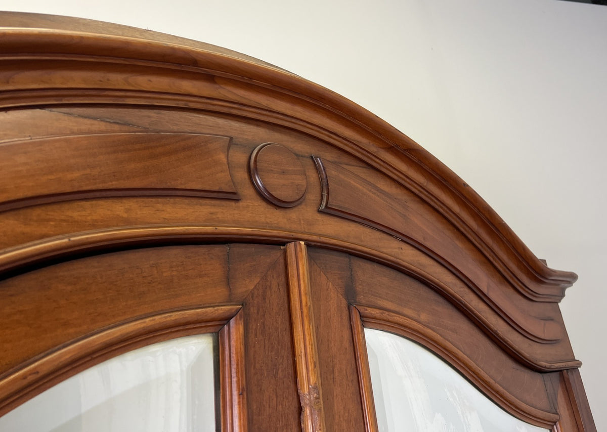 Wardrobe Antique French Style Walnut Mirrored Two Door Carved Armoire LOT 6538