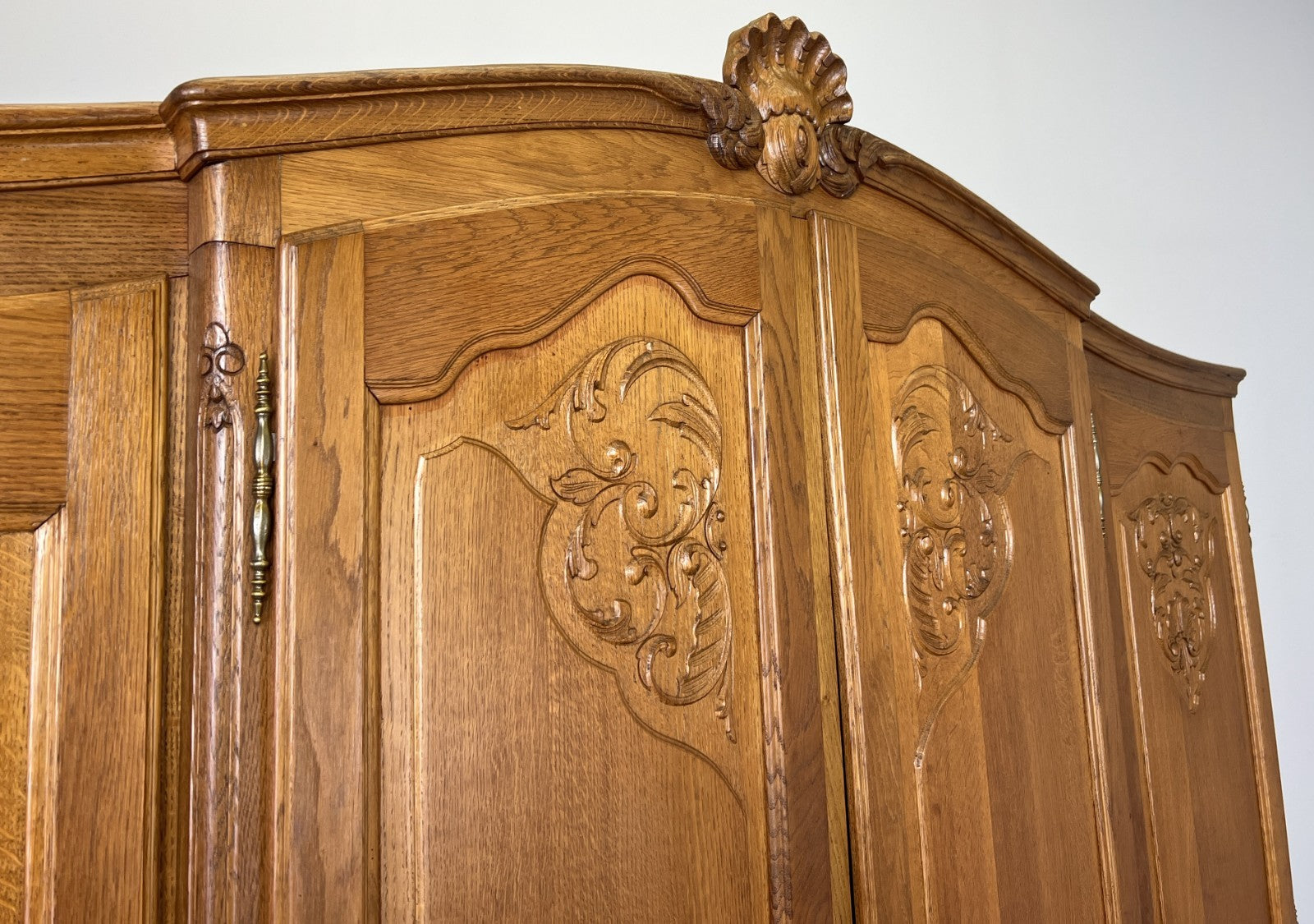Wardrobe Vintage French Louis XVI Style Four Door Oak Carved Armoire LOT 49303