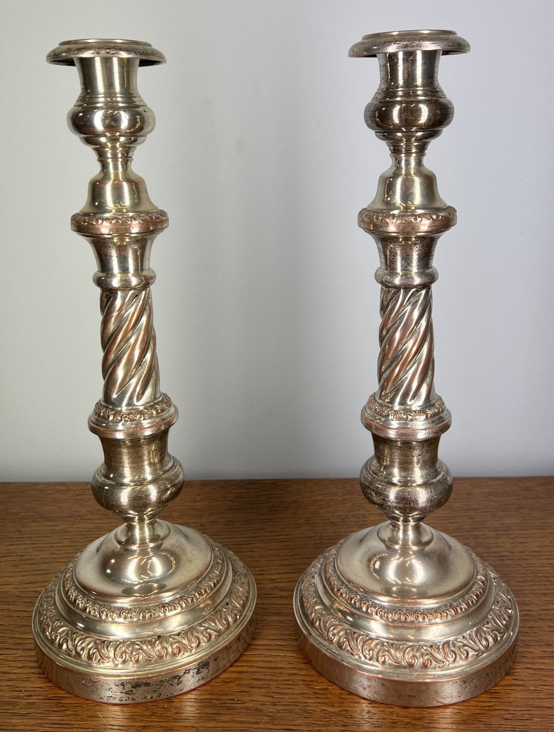 Candlesticks Pair  Vintage French Silver Plated Ornate Holders LOT 4025