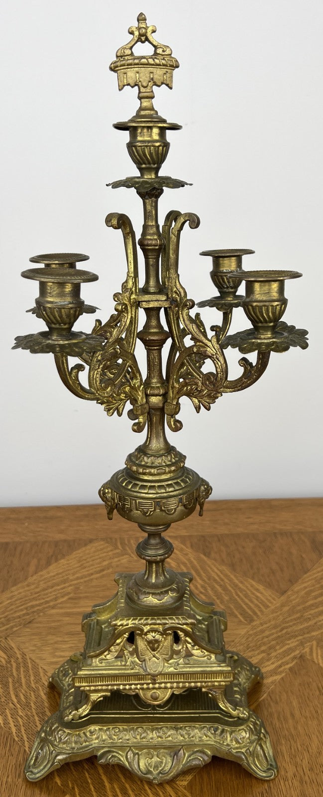 Pair of Candelabra Antique French Style Brass Five Arm Candle Holders LOT 60253