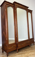 Wardrobe Antique French Style Three Door Inlaid Burr Mirrored Armoire LOT 61631