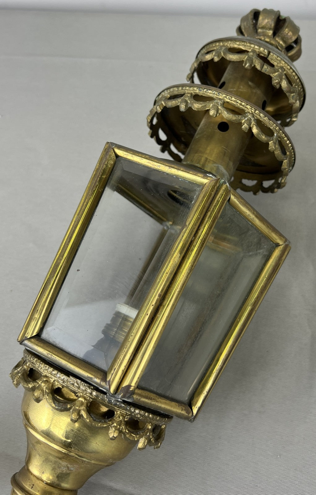 Pair of Wall Lights Antique French Style Lantern Sconces Glass LOT 6478