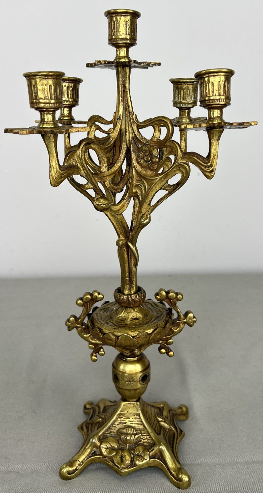 Pair of Candelabras Vintage French Style Ornate 5 Arm Candle Holders LOT 6475