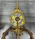 Pair of Wall Lights Vintage Spanish Porcelain Brass Floral Sconces LOT 44154