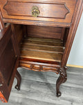 Bedside Table Antique French Marble Top Walnut Carved Cabinet LOT 433412