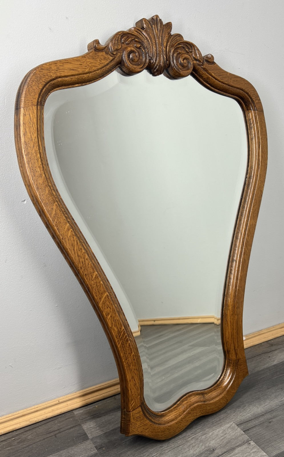 Vintage French Style Carved Oak Wall Mirror Ornate Wall Frame LOT 45415