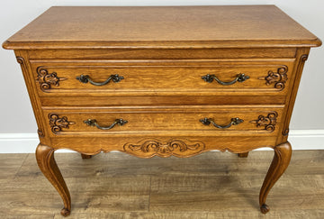 Chest of Drawers Vintage French Louis Oak 2 Drawers Carved Cabinet LOT 62320
