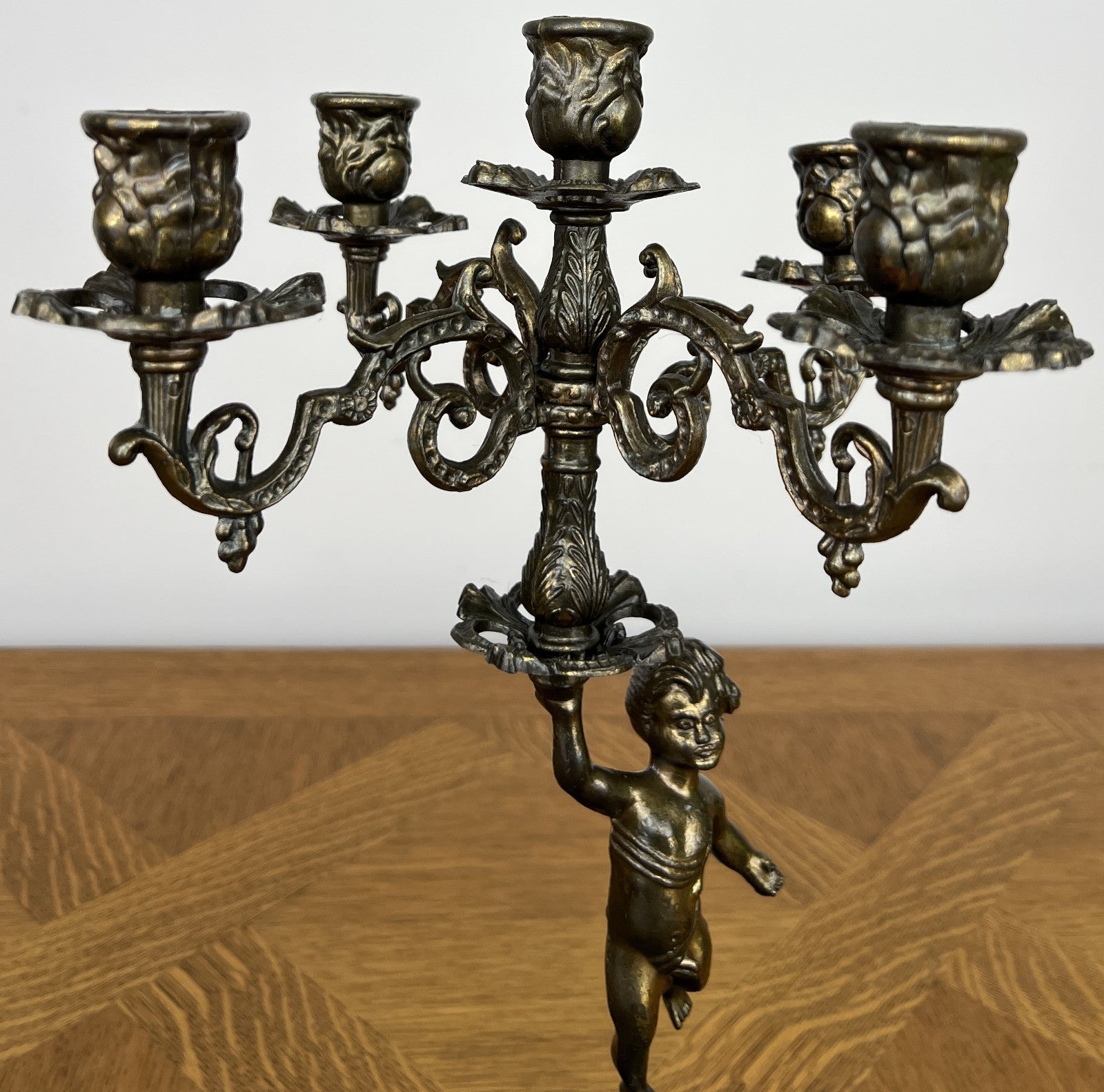 Candelabra Vintage French Cherub 5 Arm Ornate Candle Holder LOT 60573