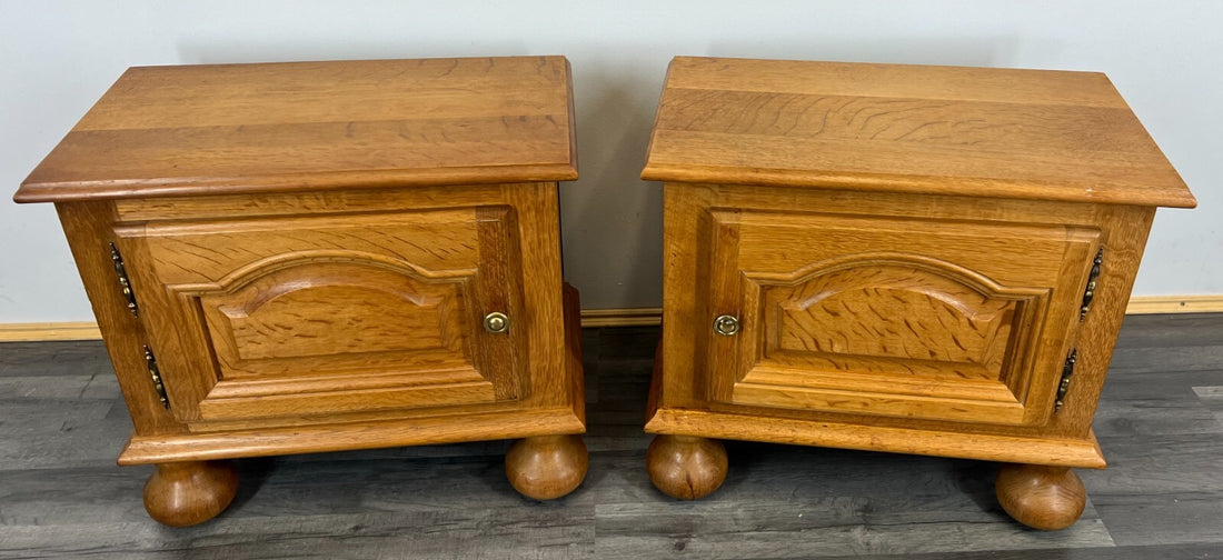 Pair of Bedside Tables Vintage French Style Cabinets Carved Cupboards LOT 17860