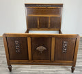 Bed Vintage French Style Oak Double Bed Frame Carved Headboard LOT 47290