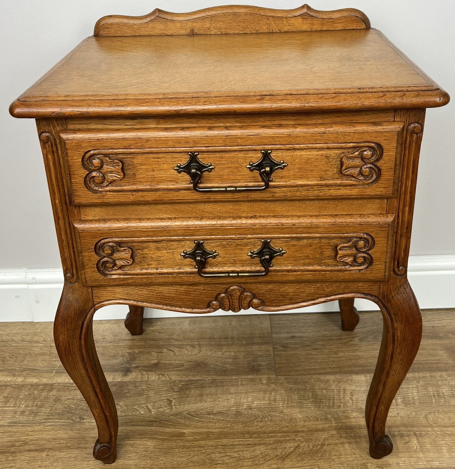 Pair of Bedside Tables Vintage French Louis Oak  Nightstands Cabinets LOT 49084
