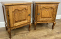 Pair of Bedside Tables Vintage French Louis Oak Nightstands Cabinets LOT 62172