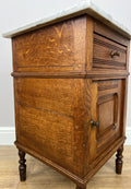 Bedside Table Antique French Style Marble Top Oak Cabinet Nightstand LOT 62354