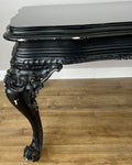 Double Sided Desk Antique French Style Black Painted Heavy Carved Table LOT 61865