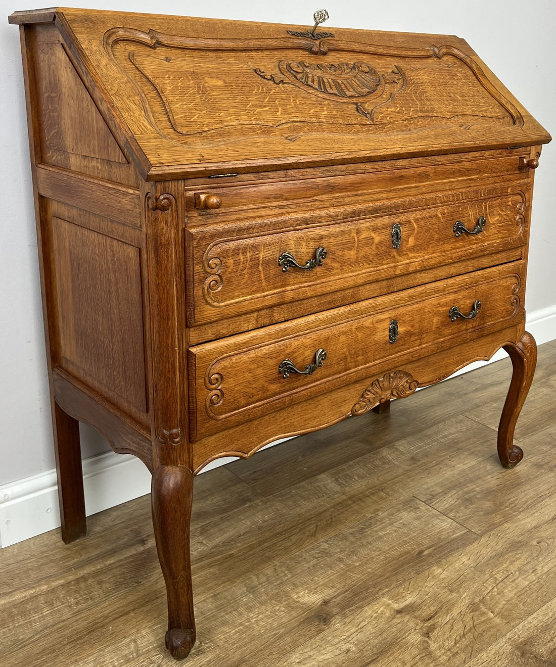 Secretaire Writing Desk Vintage French Louis Oak Rare Bureaux Cabinet LOT 63190