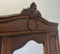 Wardrobe Antique French Style Oak Mirrored Door Carved Armoire LOT 47964