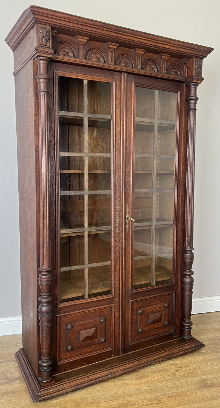 Bookcase Antique French Style Glazed Display Cabinet Oak Sideboard LOT 6545
