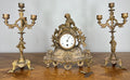 Clock Vintage French Style Mantel Clock with Matching Candelabras Set LOT 46800
