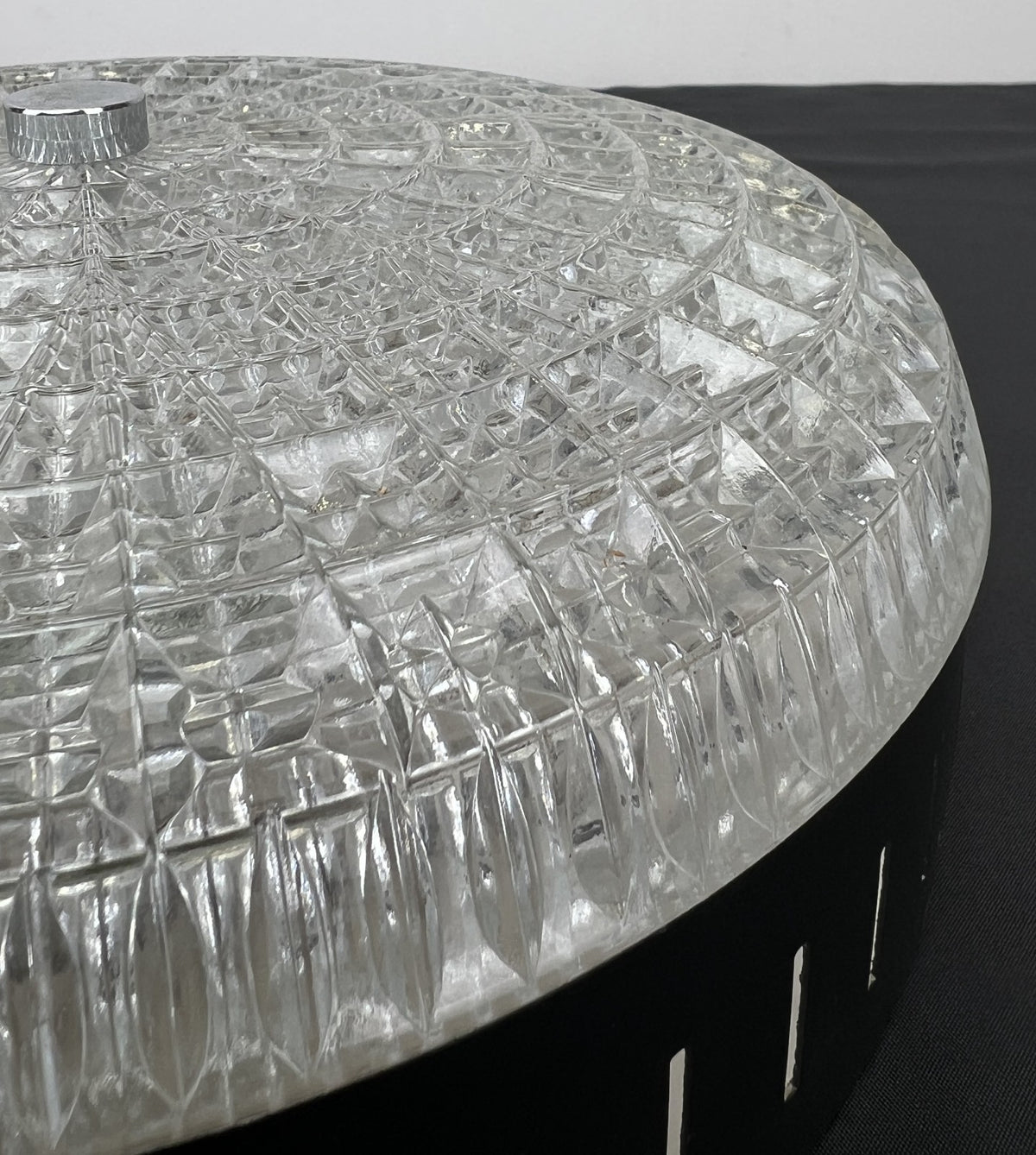 Ceiling Lamp Vintage French Style Patterned Glass Flush Mount LOT 6480